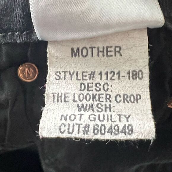 MOTHER The Looker Crop Skinny Jeans Black Denim Women's Size 25 Five-Pocket - Picture 11 of 11